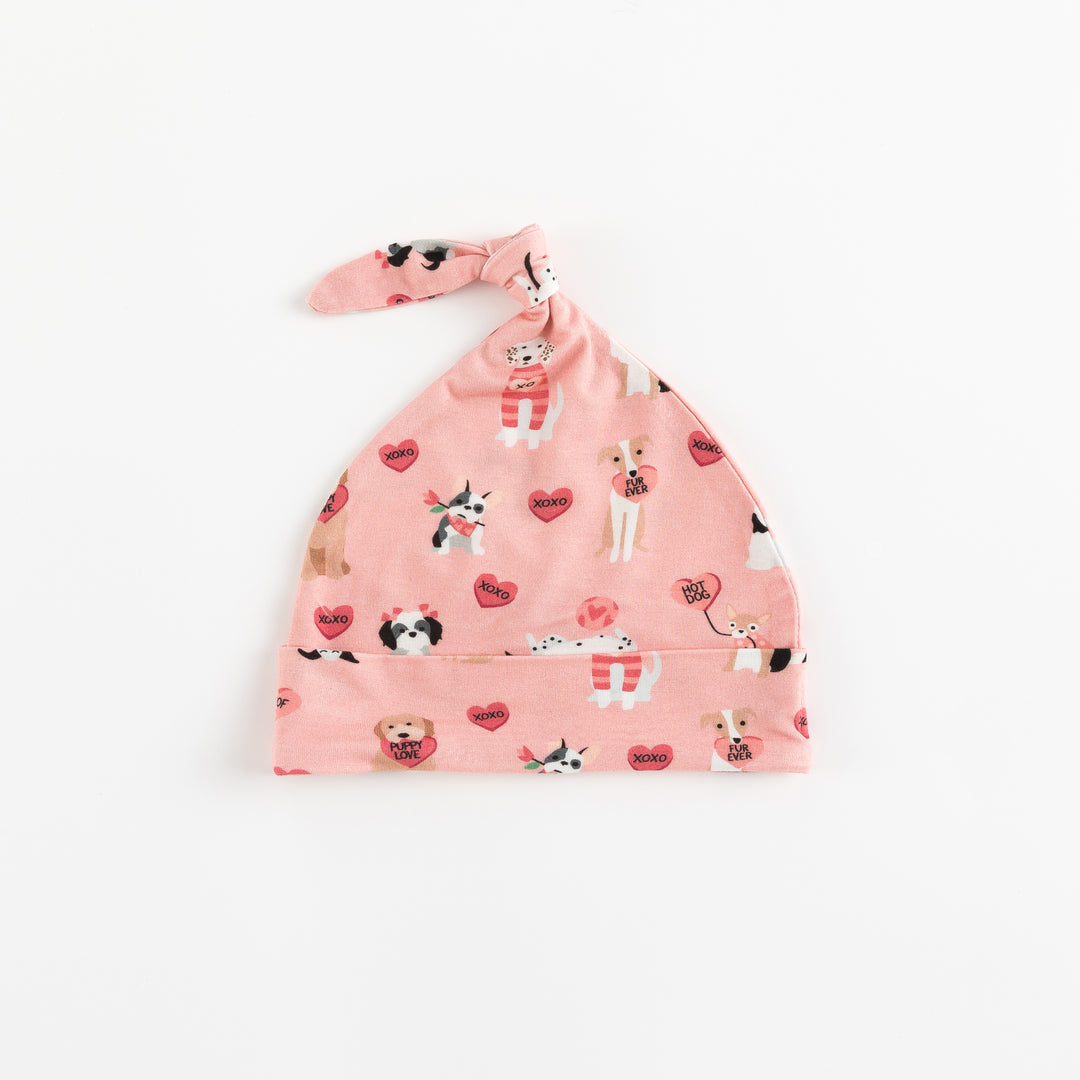 Pups & Kisses (Knotted Hat) - Pink