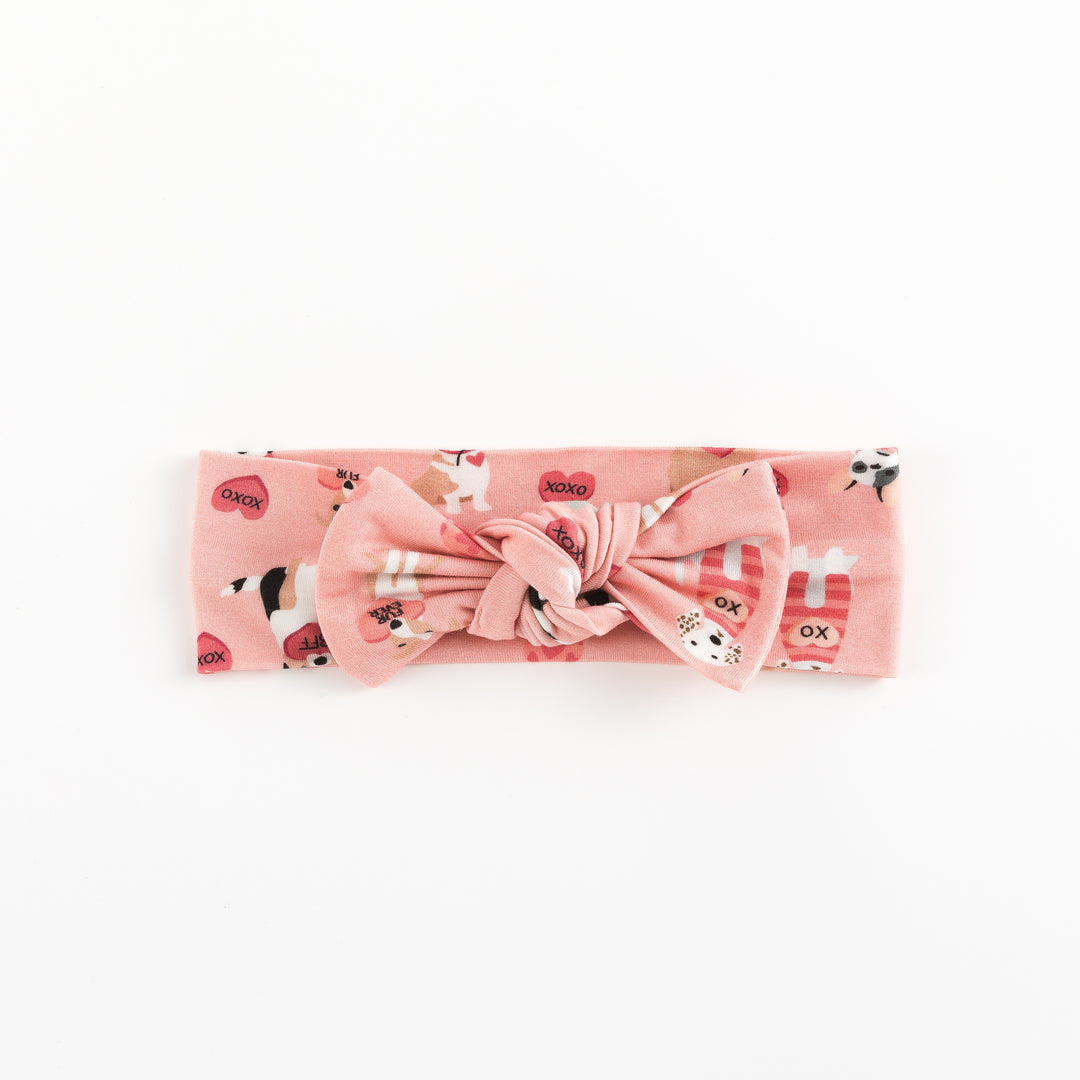 Pups & Kisses (Bow Headband) - Pink