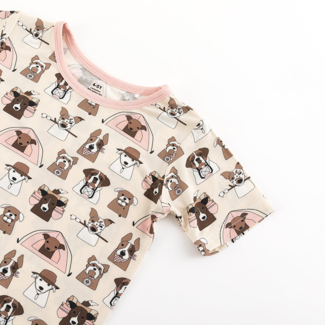 Camp Paws (Short PJ Set) - Pink