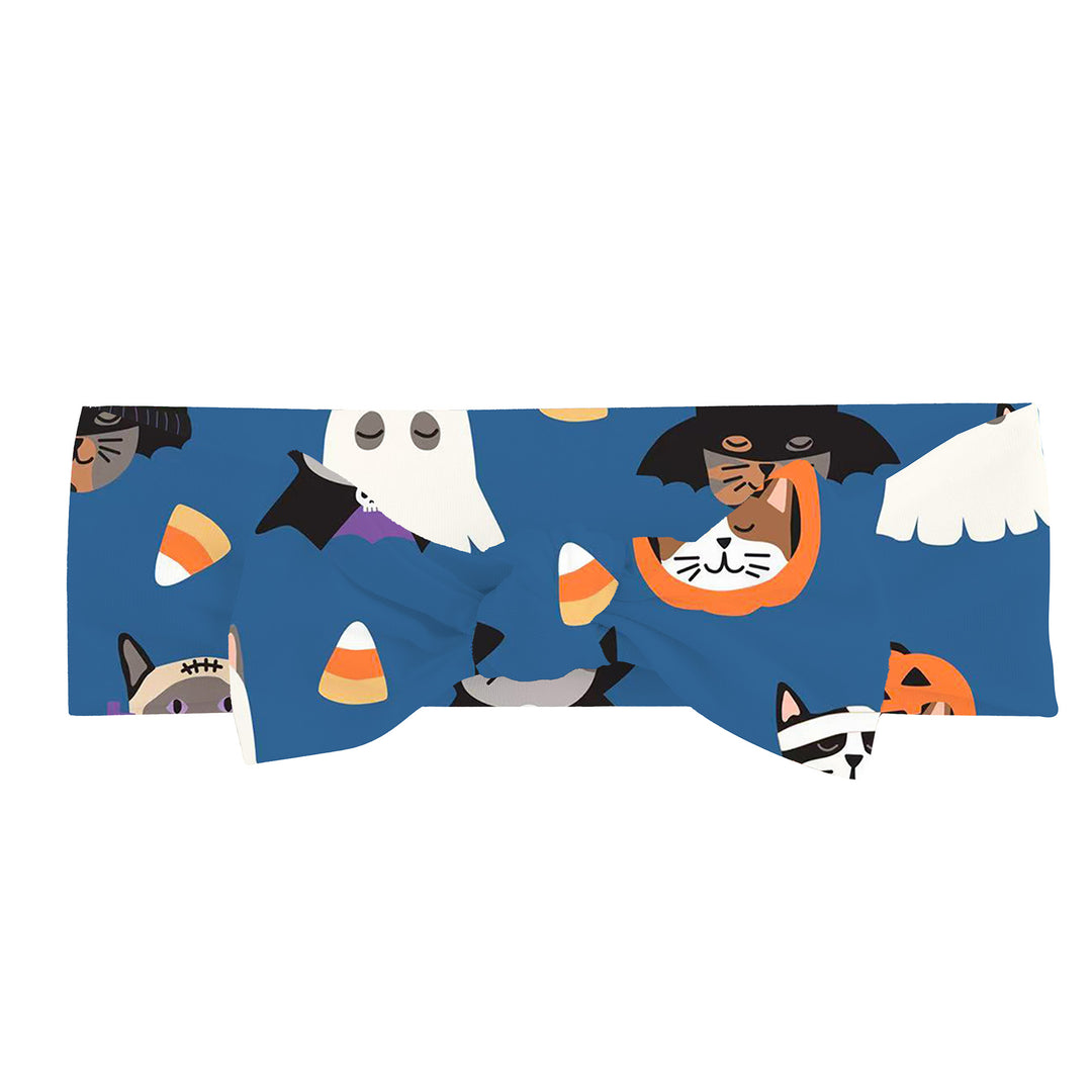Spooky Cat Society (Bow Headband) - Blue