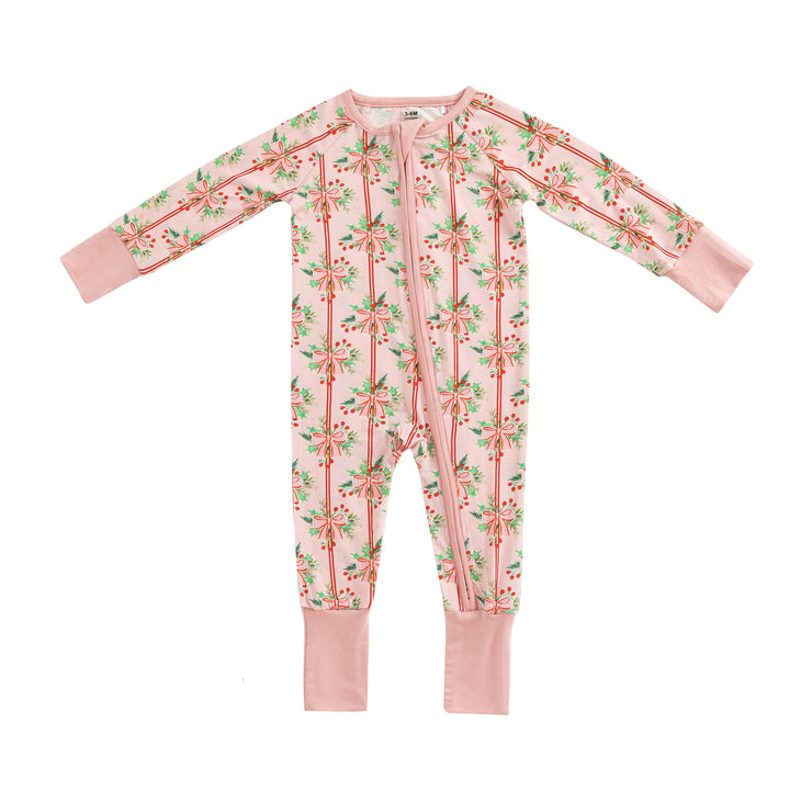 Ribbon & Holly (Convertible Zip Footies)