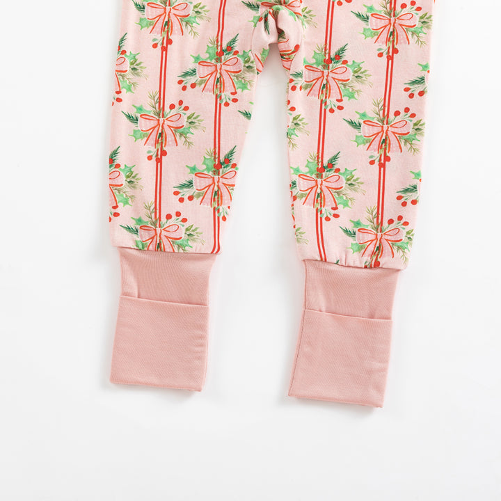 Ribbon & Holly (Convertible Zip Footies)