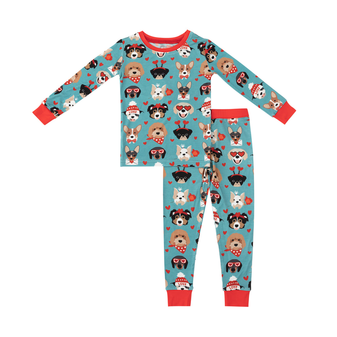 Puppy Love (Long Sleeve PJ) - Heirloom Blue