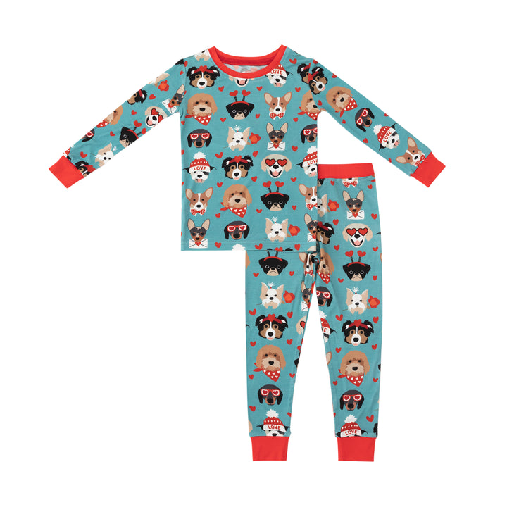 Puppy Love (Long Sleeve PJ) - Heirloom Blue