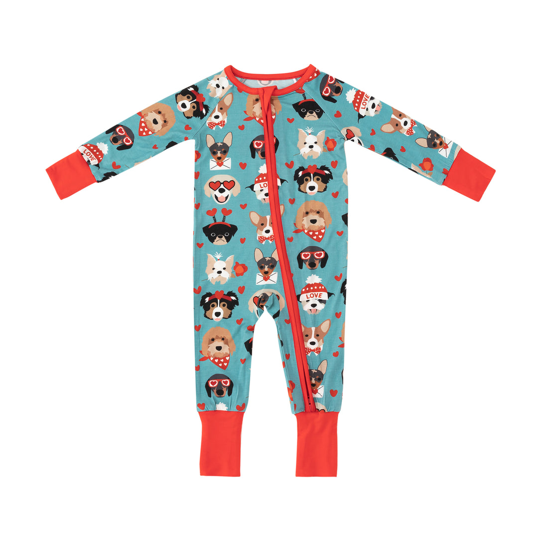 Puppy Love (Convertible Zip Footies) - Heirloom Blue
