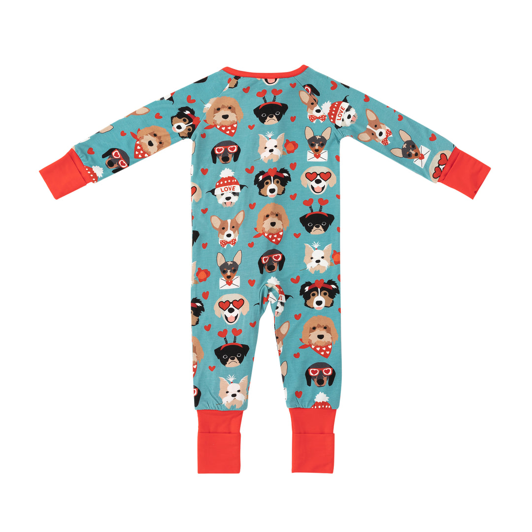 Purrfectly Loved  (Convertible Zip Footies) - Heirloom Blue