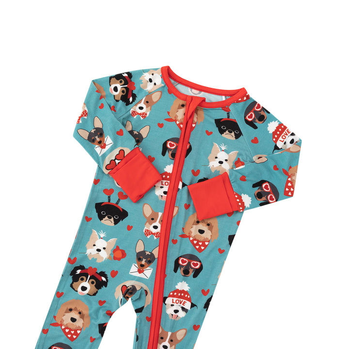 Puppy Love (Convertible Zip Footies) - Heirloom Blue