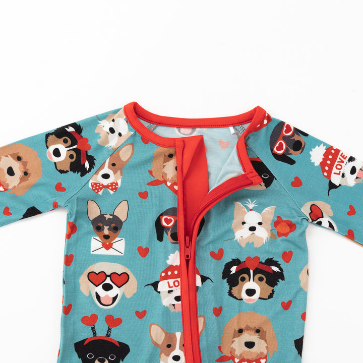 Puppy Love (Convertible Zip Footies) - Heirloom Blue