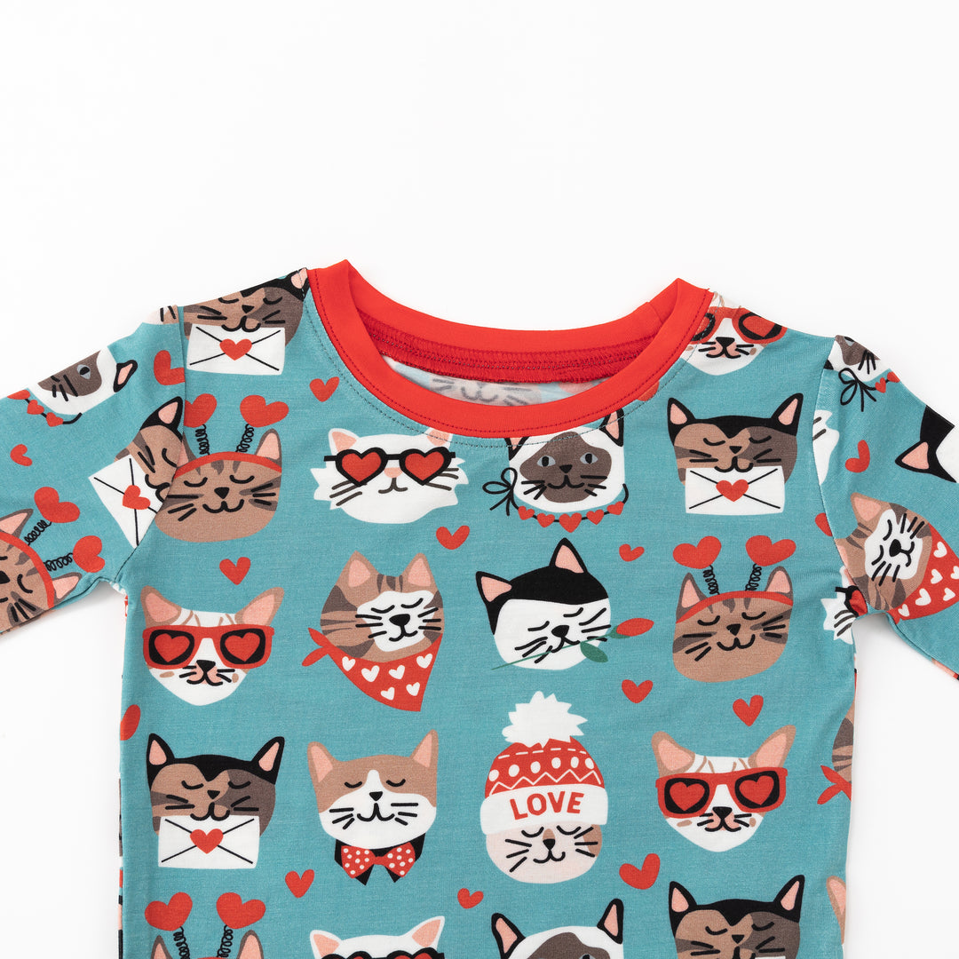 Purrfectly Loved (Long Sleeve PJ) - Heirloom Blue