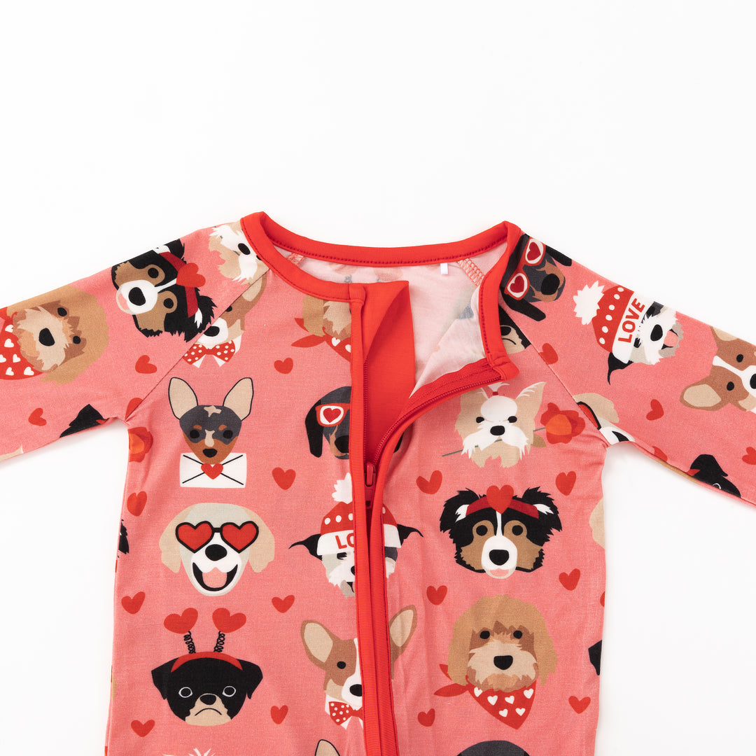 Puppy Love (Convertible Zip Footies) - Warm Rose