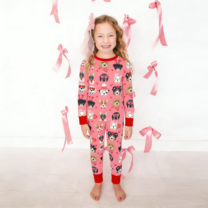 Puppy Love (Long Sleeve PJ) - Warm Rose