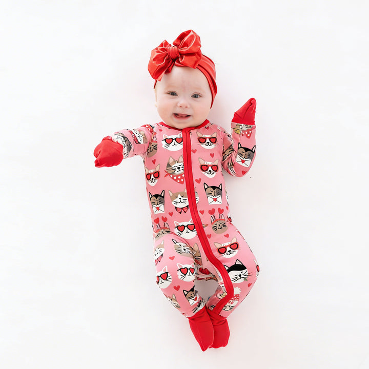 Purrfectly Loved  (Convertible Zip Footies) - Warm Rose