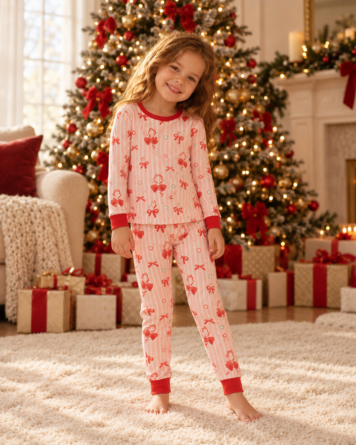 Peppermint Lane (Long Sleeve PJ) - Pink Bows