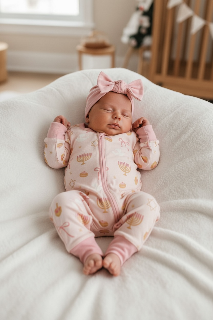 PREORDER - Pretty In Hanukkah (Convertible Zip Footies)