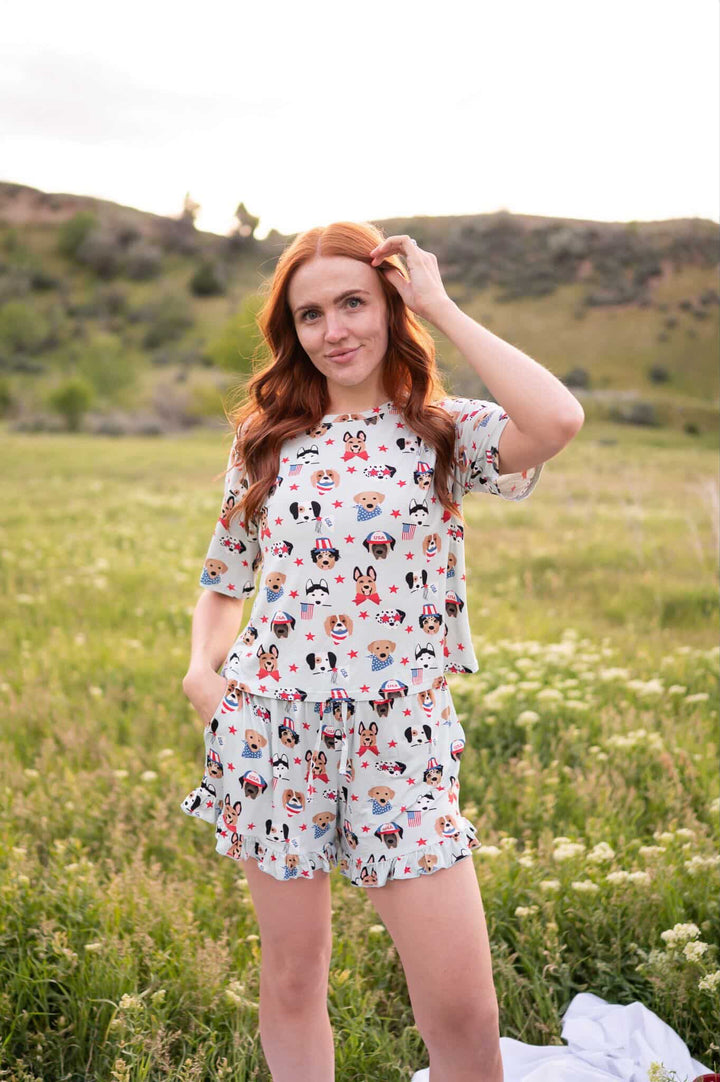 Star-Spangled Pups (Women’s Ruffle Short PJ Set)