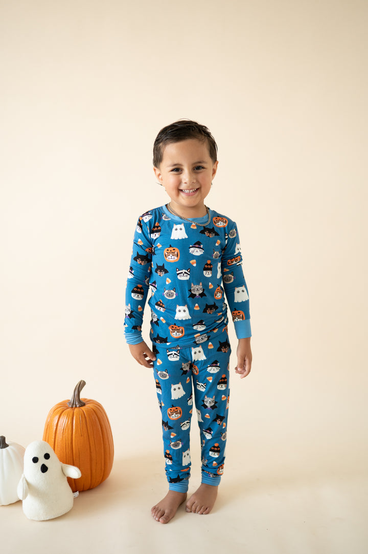Spooky Cat Society (Long Sleeve PJ) - Blue