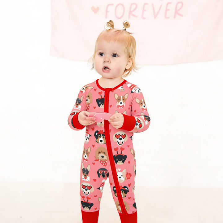 Puppy Love (Convertible Zip Footies) - Warm Rose