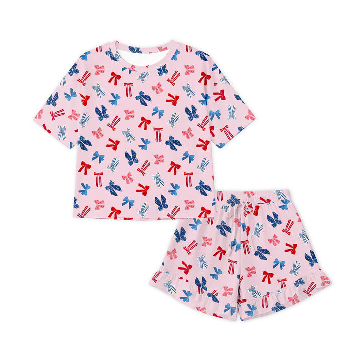 Americana Bows (Women’s Ruffle Short PJ Set)
