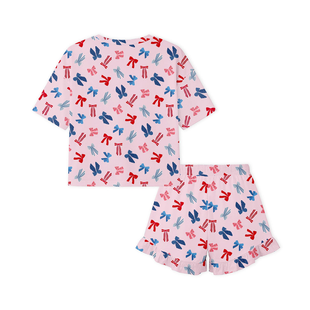Americana Bows (Women’s Ruffle Short PJ Set)