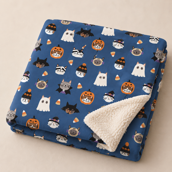 Spooky Cat Society (Dream Luxe Blanket) - Blue