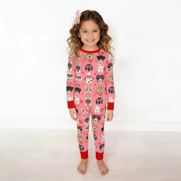 Puppy Love (Long Sleeve PJ) - Warm Rose