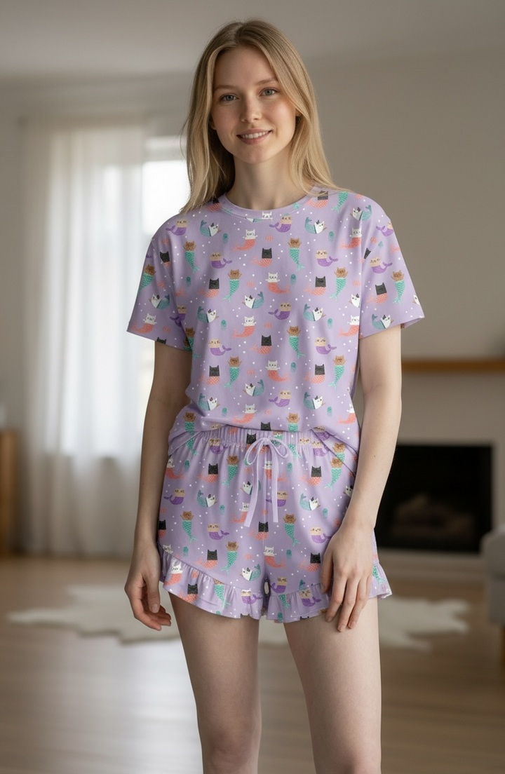 MerCats (Women’s Ruffle Short PJ Set)