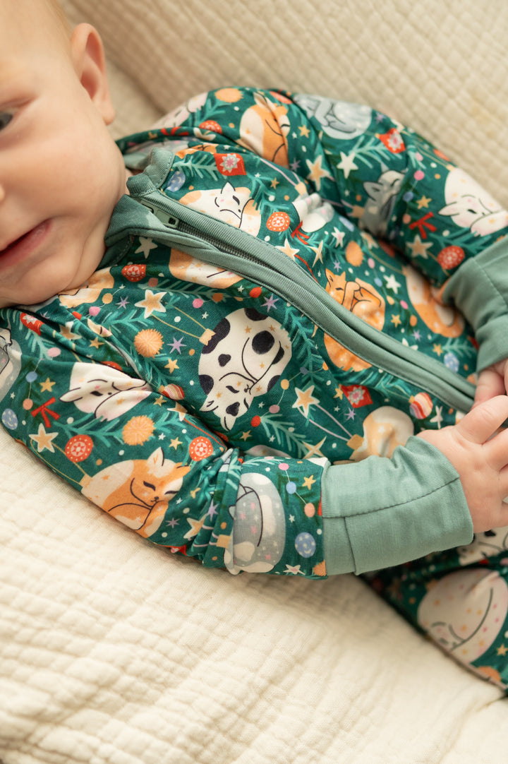 Merry Little Meows (Convertible Zip Footies)