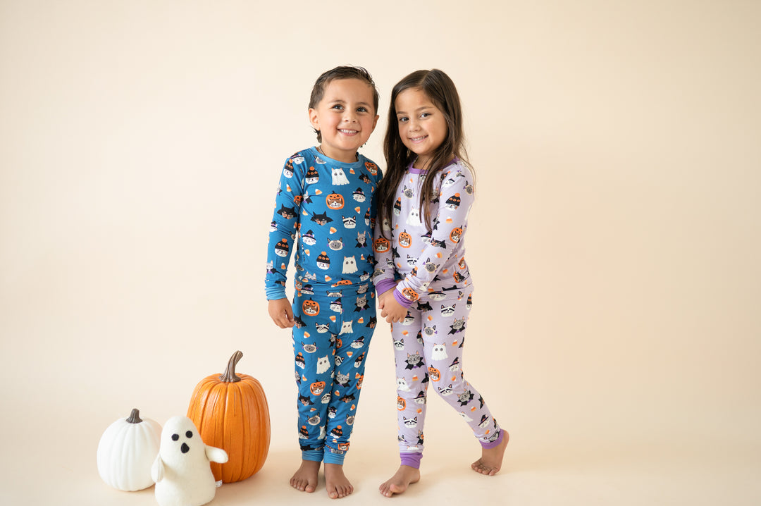 Spooky Cat Society (Long Sleeve PJ) - Blue