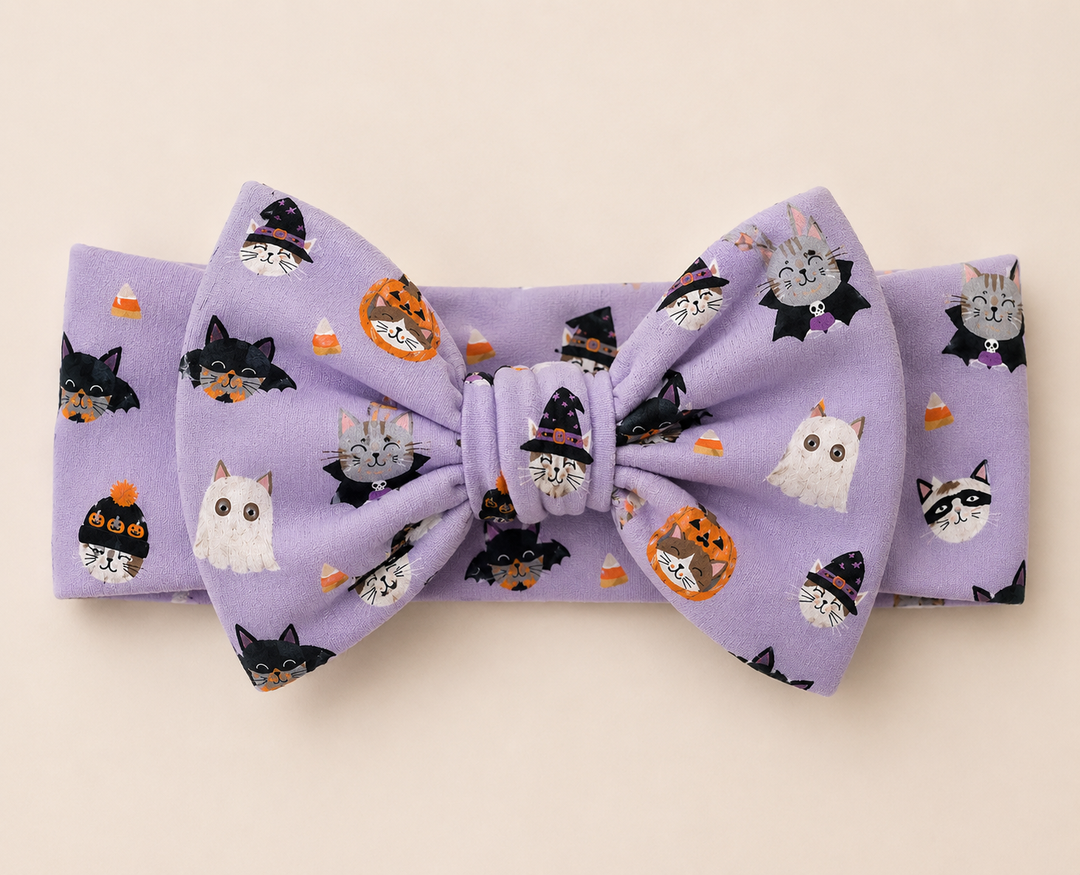 Spooky Cat Society (Bow Headband) - Purple