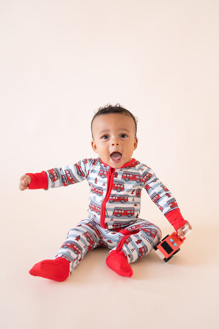 Fire Truck Squad (Convertible Zip Footies)