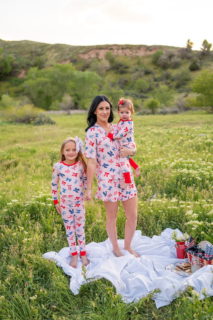 Americana Bows (Women’s Ruffle Short PJ Set)
