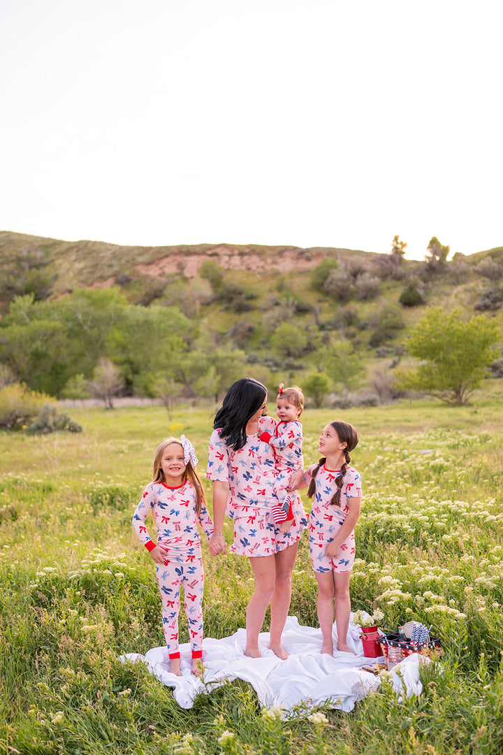 Americana Bows (Women’s Ruffle Short PJ Set)