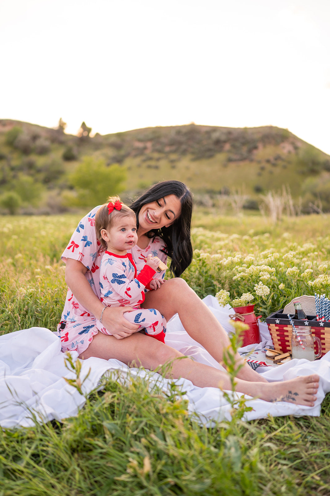 Americana Bows (Women’s Ruffle Short PJ Set)