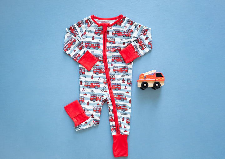 Fire Truck Squad (Convertible Zip Footies)