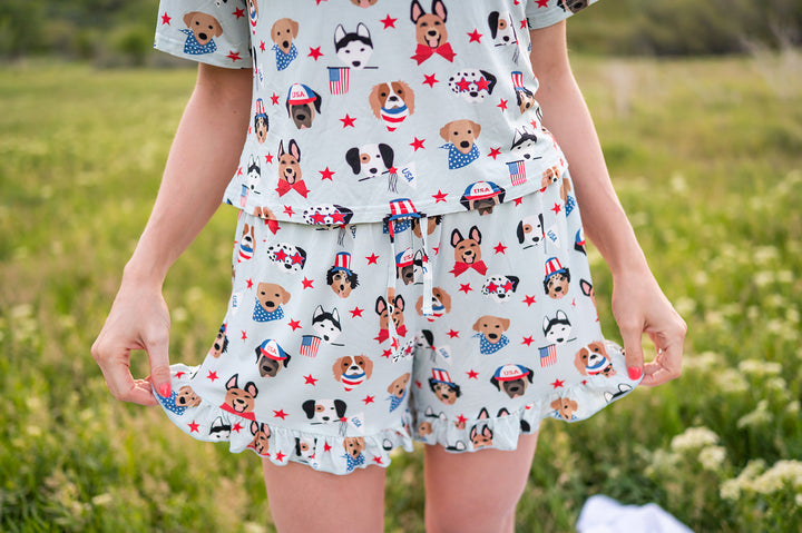 Star-Spangled Pups (Women’s Ruffle Short PJ Set)