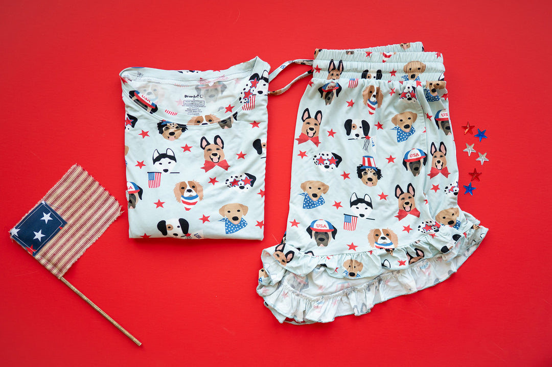 Star-Spangled Pups (Women’s Ruffle Short PJ Set)