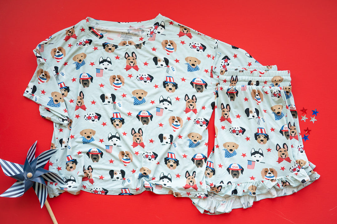 Star-Spangled Pups (Women’s Ruffle Short PJ Set)
