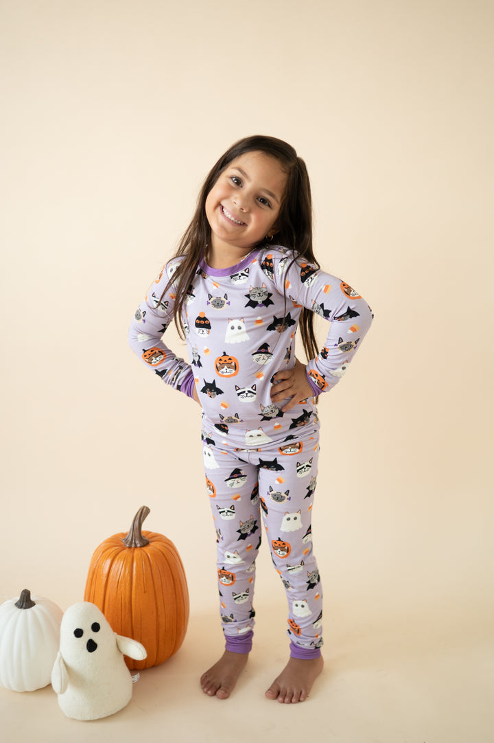 Spooky Cat Society (Long Sleeve PJ) - Purple