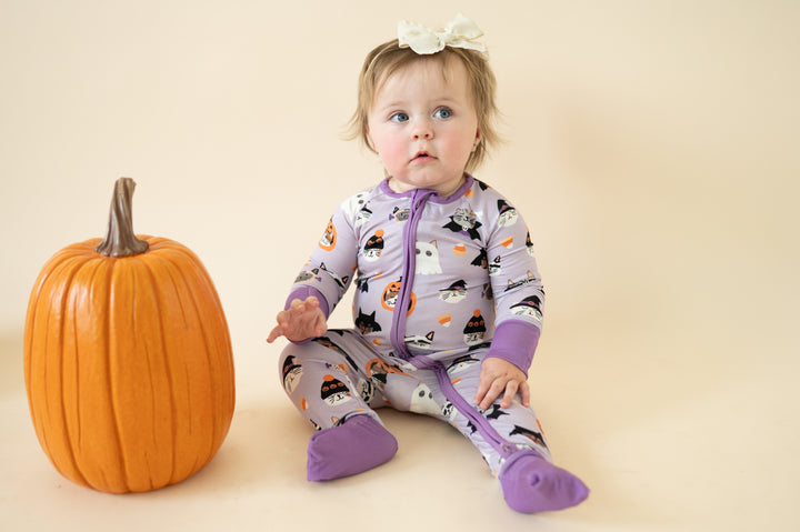 Spooky Cat Society (Convertible Zip Footies) - Purple