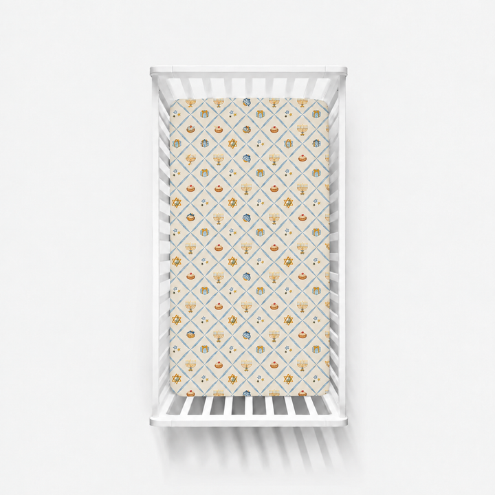 Hanukkah Wishes (Crib Sheet) — AI-generated product mockup