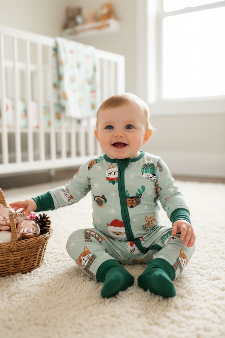 Purr The Halls (Convertible Zip Footies)