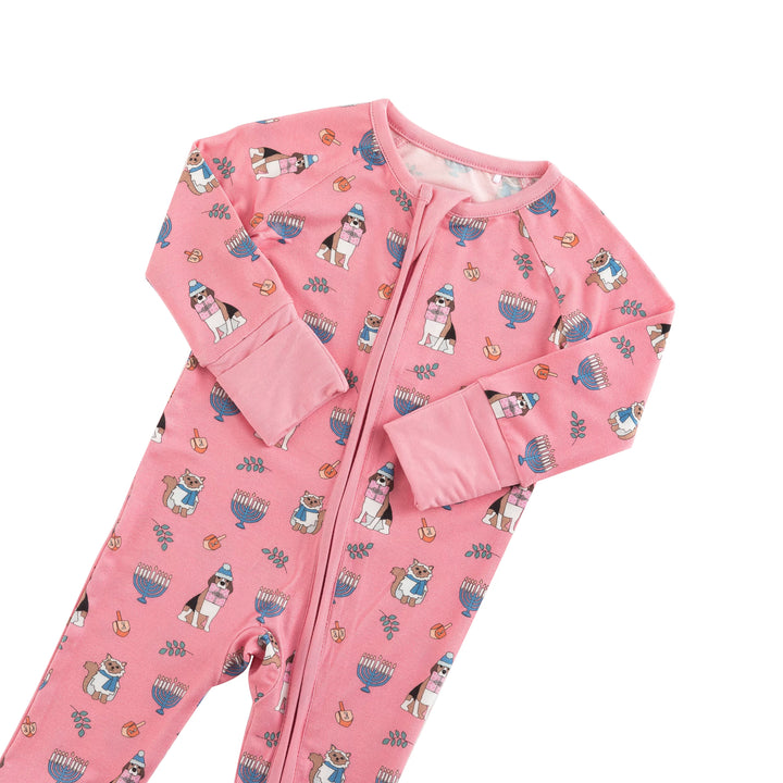 Hanukkah Pets (Convertible Zip Footies) - Pink