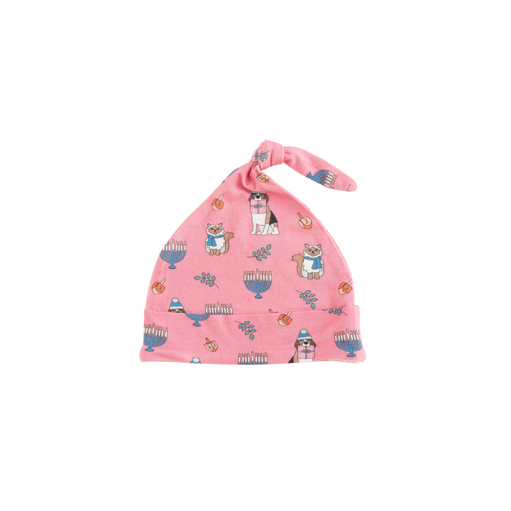 Hanukkah Pets Knotted Hat - Pink