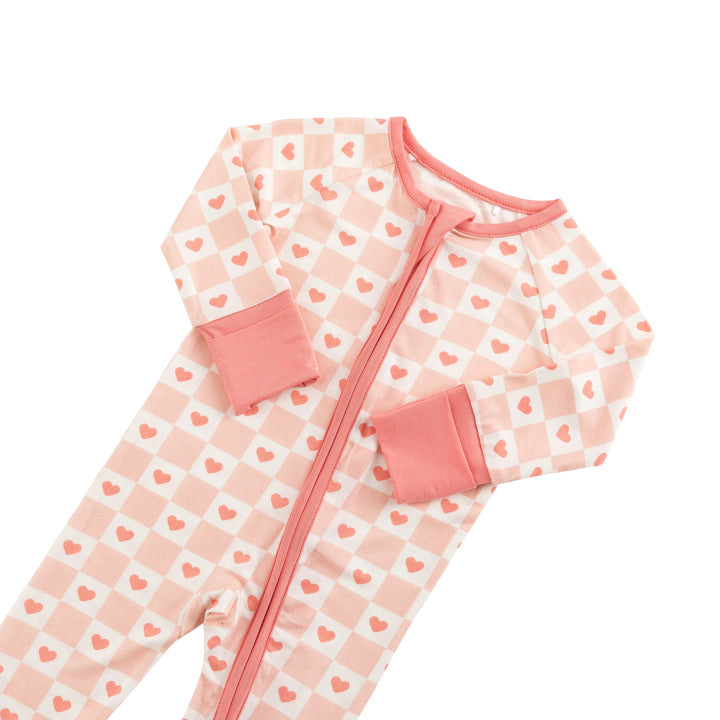 Checkerboard Hearts (Convertible Zip Footies)