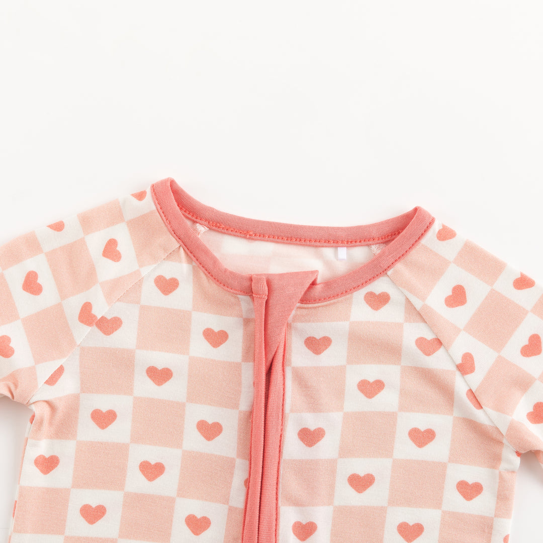 Checkerboard Hearts (Convertible Zip Footies)