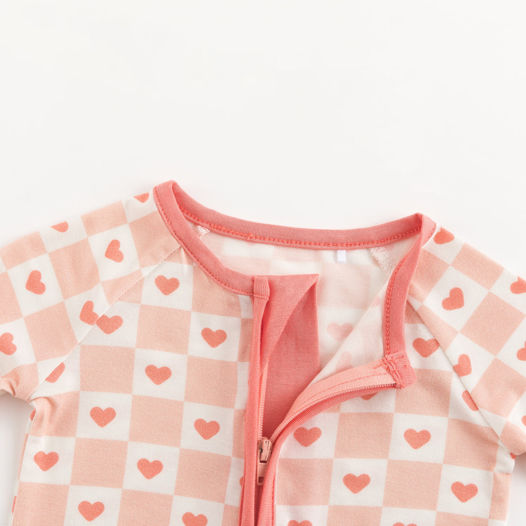 Checkerboard Hearts (Convertible Zip Footies)