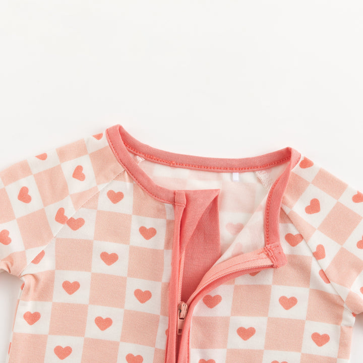 Checkerboard Hearts (Convertible Zip Footies)