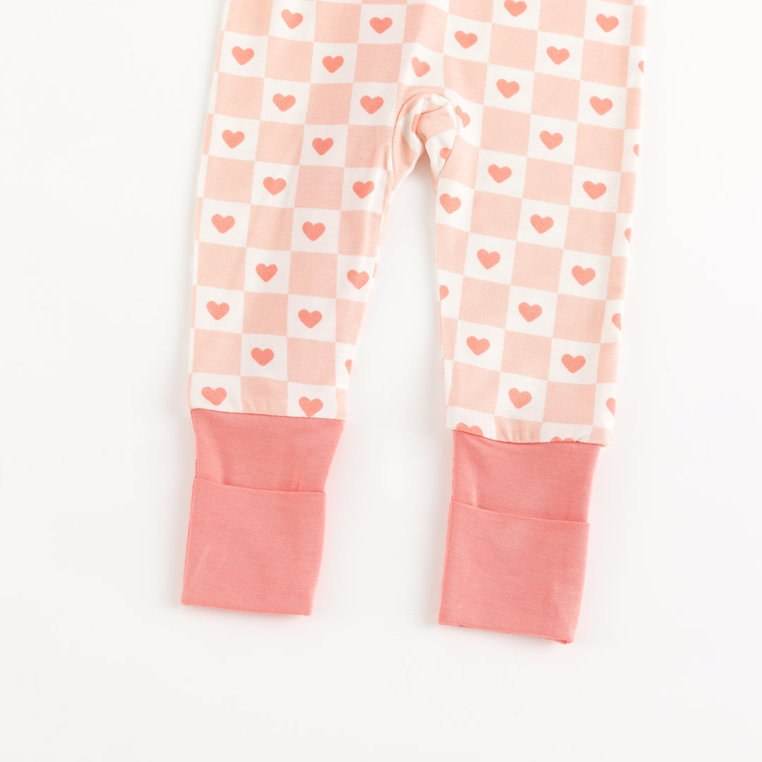 Checkerboard Hearts (Convertible Zip Footies)