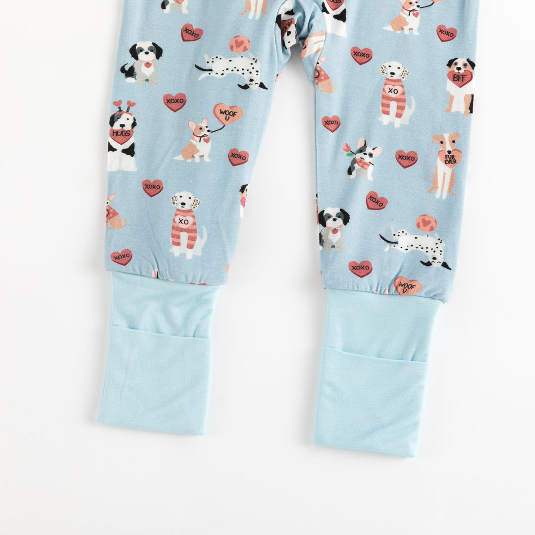 Pups & Kisses (Convertible Zip Footies) - Blue