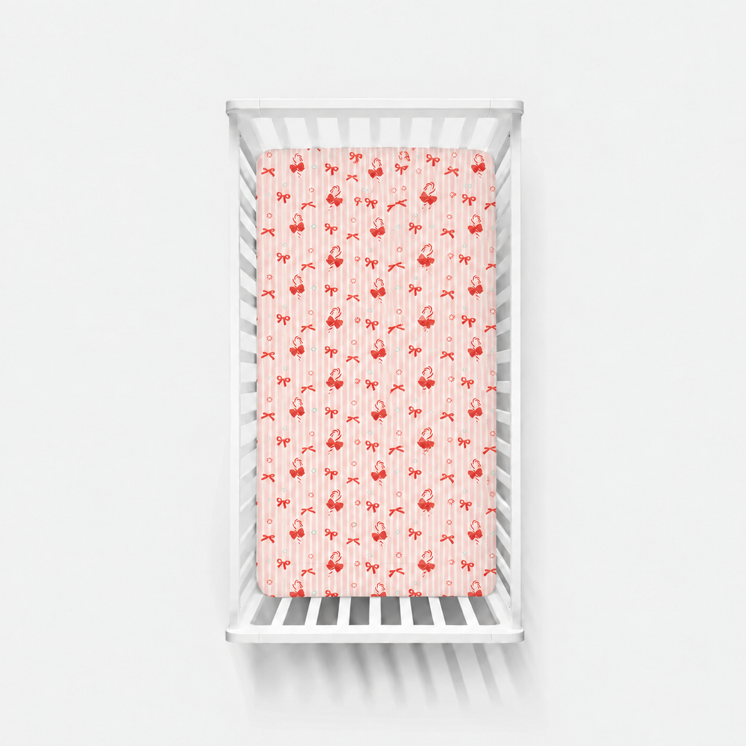 Peppermint Lane (Crib Sheet) - Pink Bows — AI-generated product mockup